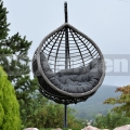 Függő rattan fotel Veget Grey állvánnyal