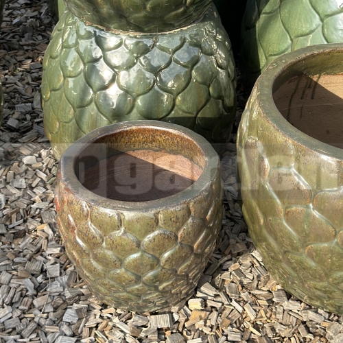 Glazovaný květináč Hermes Burnt Green 29 cm Glazovaný květináč Hermes Burnt Green 29 cm