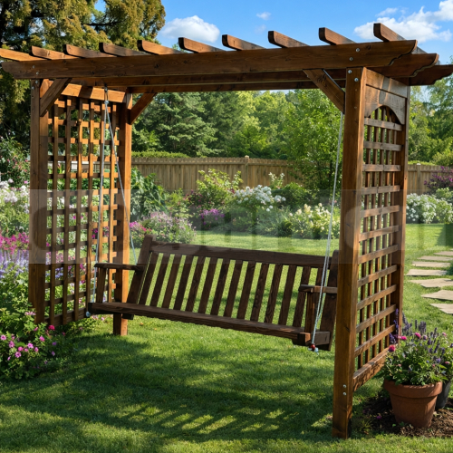 Drevená záhradná pergola s hojdačkou Relax 1