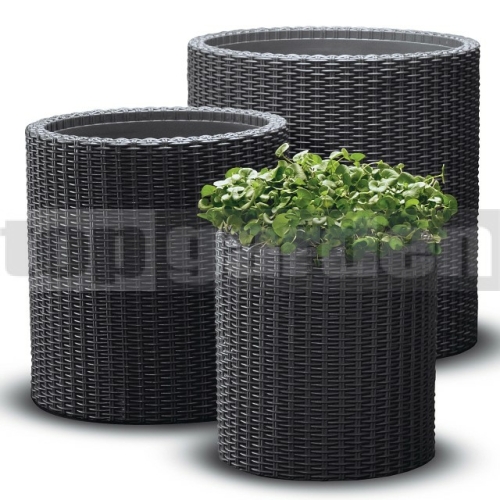 Rattan virágcserép Cylinder - S antracit