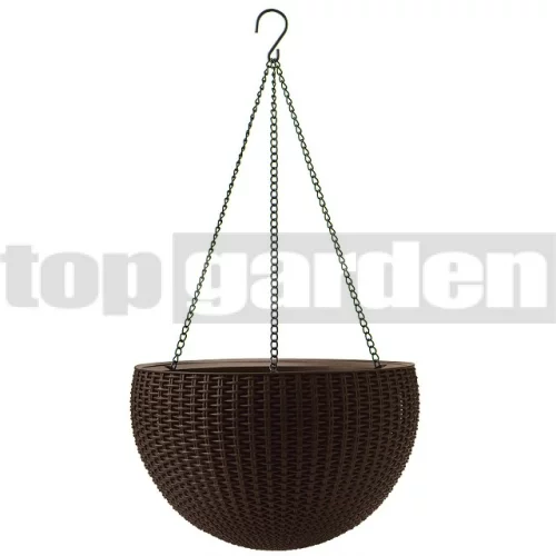 Závesný ratanový kvetináč brown